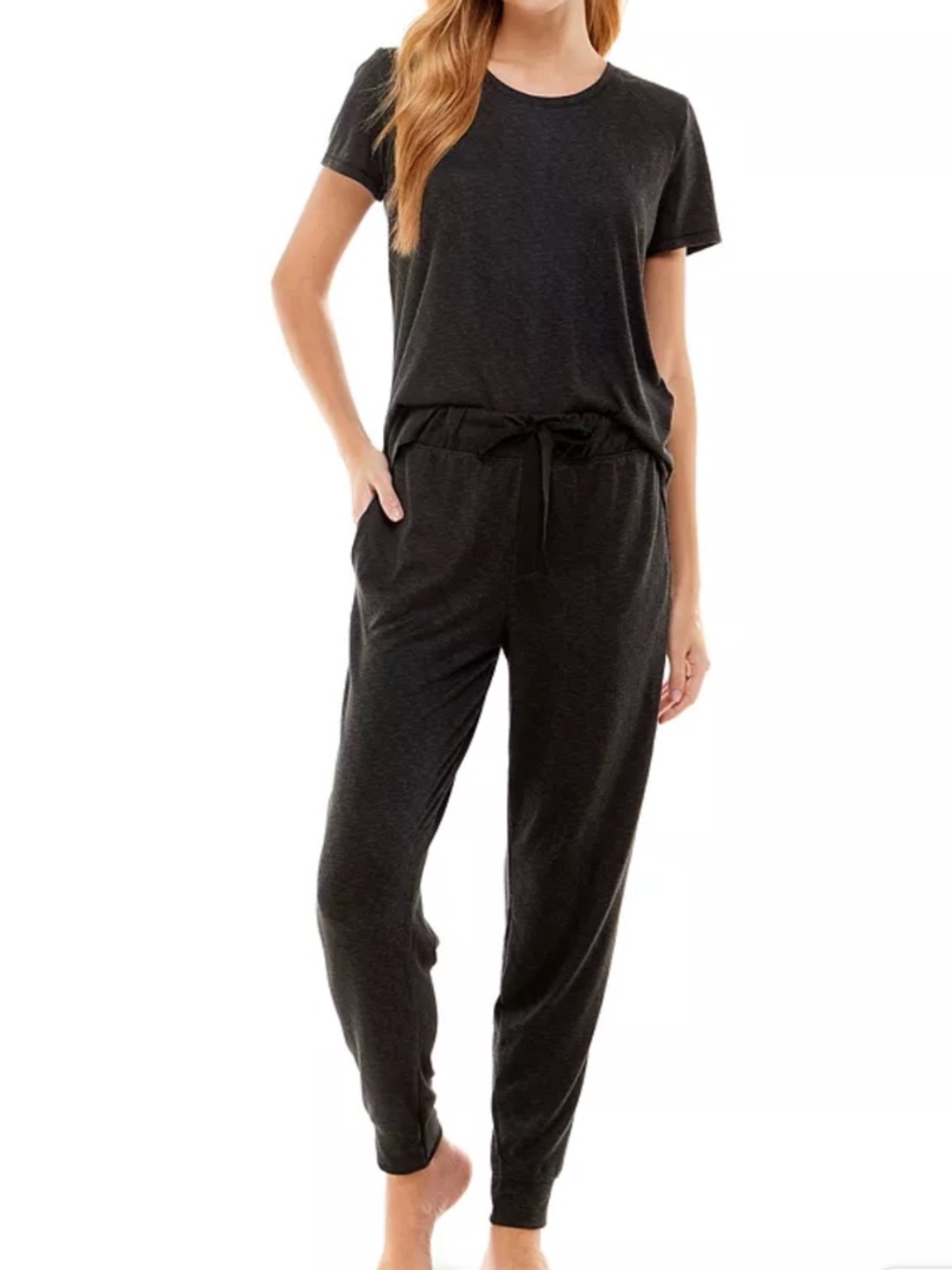 Roudelain Scoop Neck T-Shirt & Jogger Pants Pajama Set